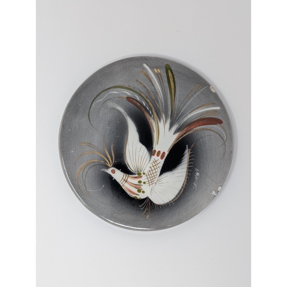 Mid-Century Modern Sascha BRASTOFF Peacock plate signed POTTERY